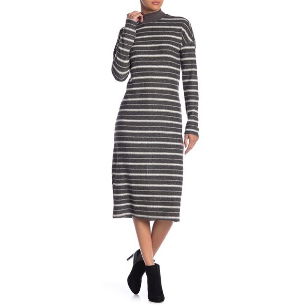 Ten Sixty Sherman Stripe Knit Gray White Stripe Sweater Dress Size S